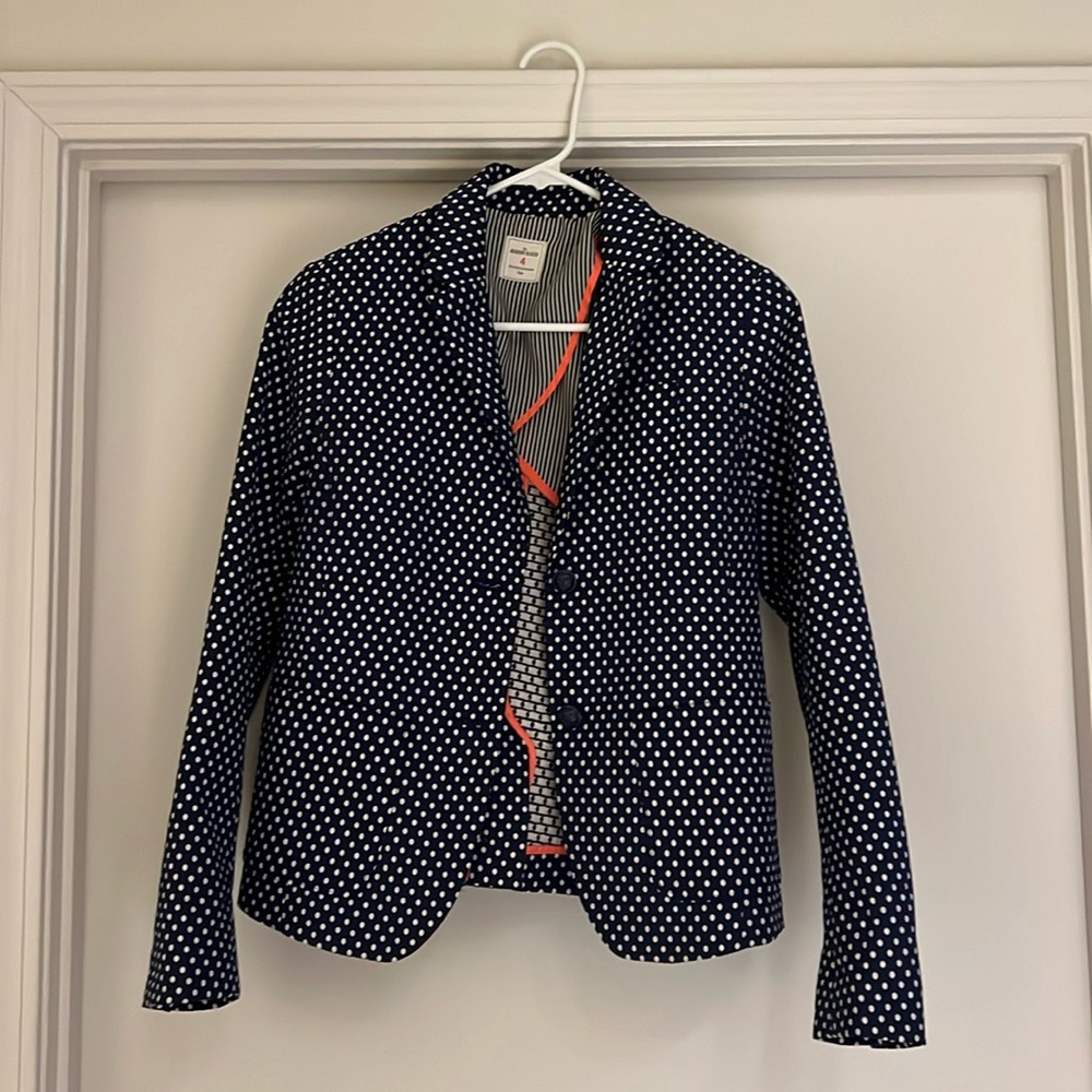 Gap The Academy Blazer Blue and White Polka Dot Size 4